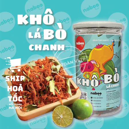 Khô bò sợi lá chanh Naboo đồ ăn vặt Hà Nội vừa ngon lại rẻ 250g